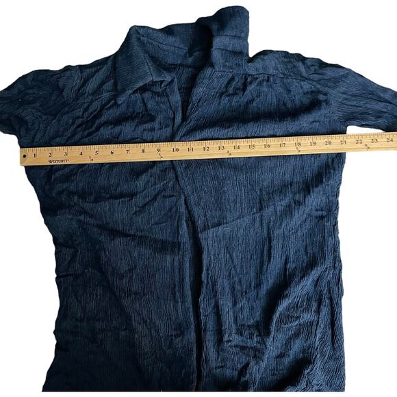 Savannah Morrow Open Front Blouse Top Shirt L/XL Midnight Blue Long Sleeve - Picture 5 of 9